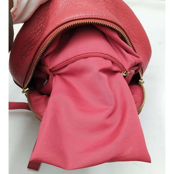 Coach Mini Charlie Red Pebbled Leather Front Pocket Zipper Closure Backpack - Picture 11 of 16